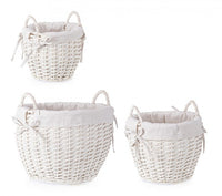 2x Set di ciotole bianche D.20,5x19h, D.30x25,5h, D.38,5x30h