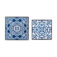 Set 2 tavolini NEAPOLIS in acciaio con piano in mdf decorato con stampa 55h 47h cm