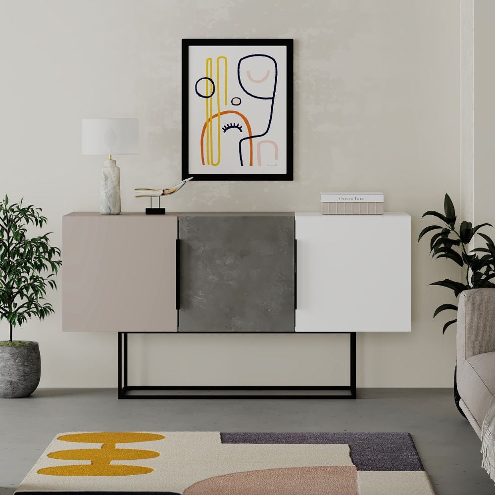 (2c) Madia Tontini 3 ante colore tortora cemento bianco 150 cm(TONTINITORT) EFFEZ