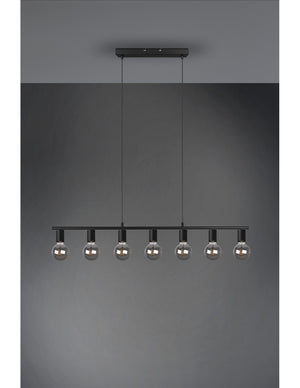 Sospensione 7xE27 Vannes Nero L110 cm Trio Lighting