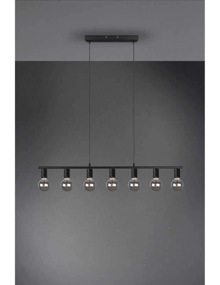 Sospensione 7xE27 Vannes Nero L110 cm Trio Lighting