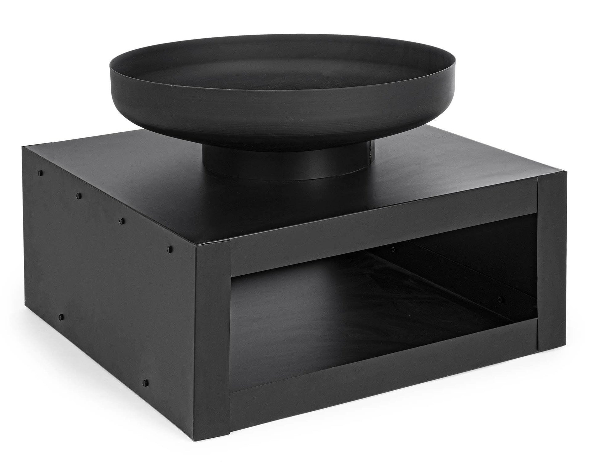 Braciere con porta legna nero arredo giardino Efesto