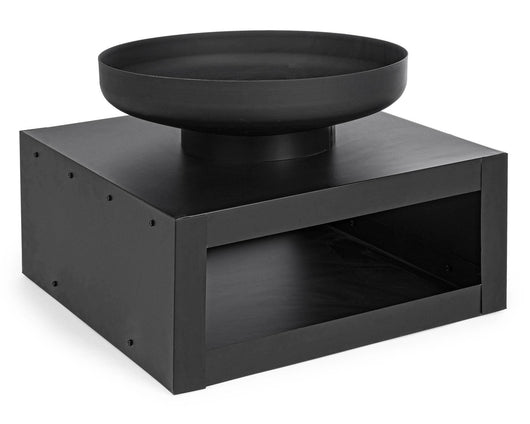 Braciere con porta legna nero arredo giardino Efesto