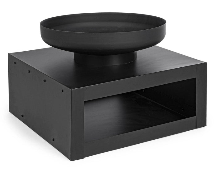 Braciere con porta legna nero arredo giardino Efesto