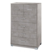 Settimino alto da camera sei cassetti Beton Cemento 70x41x h112 cm