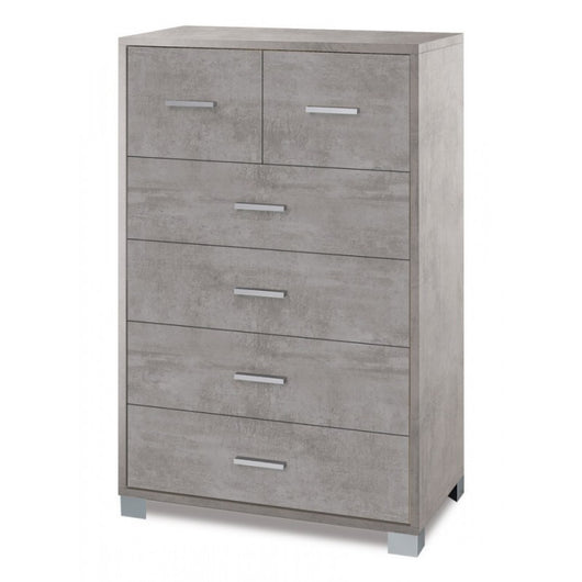 Settimino alto da camera sei cassetti Beton Cemento 70x41x h112 cm