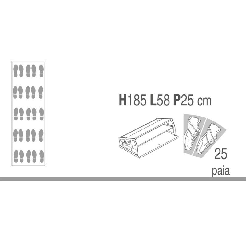 Scarpiera slim salvaspazio cinque ante a specchio Beton Cemento 63x29x h190 cm