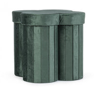 4x Pouf in velluto verde 40x40x40 h