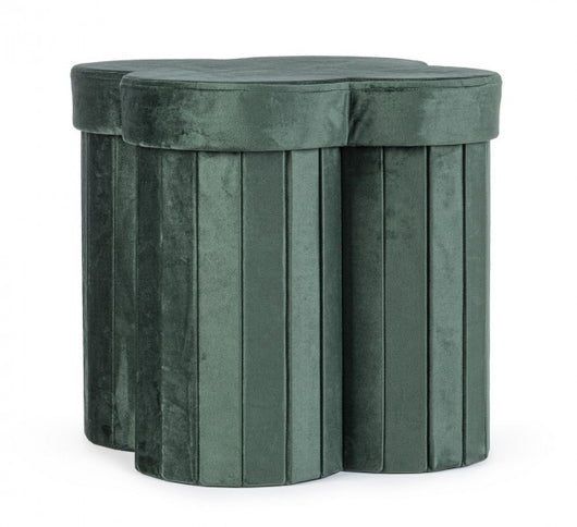 4x Pouf in velluto verde 40x40x40 h