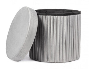 4x Pouf in velluto grigio 38a x 38b x 38h