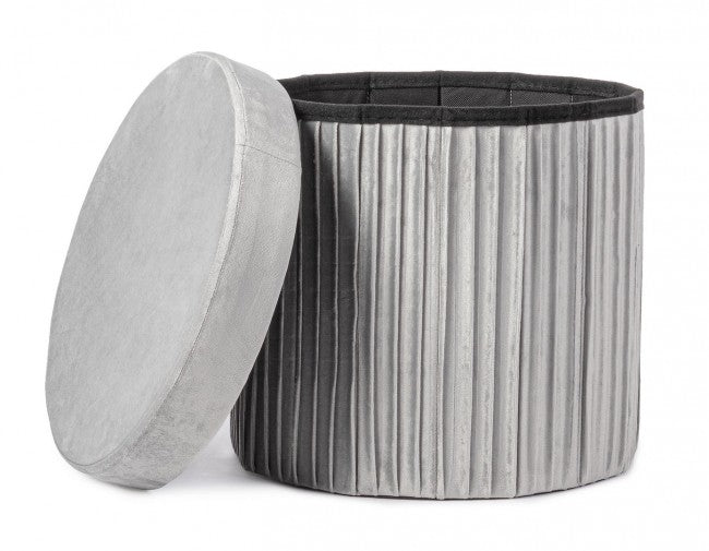 4x Pouf in velluto grigio 38a x 38b x 38h