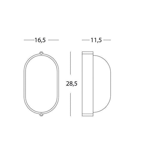 Plaf.Grande E27 linea industriale ovale bianco