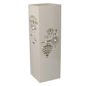 Metal umbrella stand with squared cream hot air balloon 15,5x15,5h49 cm