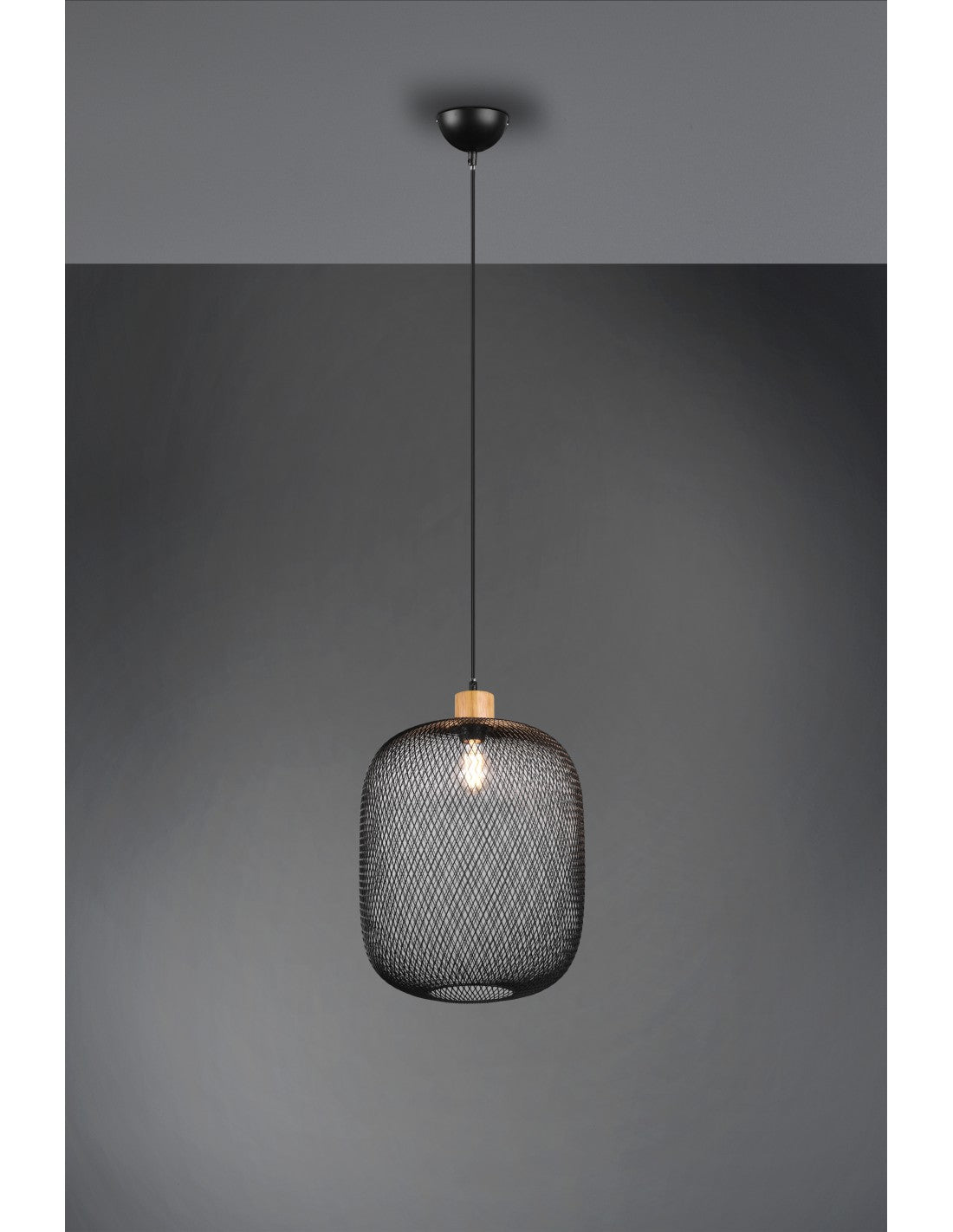 Sospensione Calimero 1xE27 Rete Metallo Nero Ø33 cm Trio Lighting