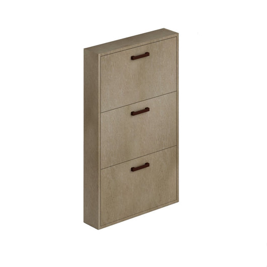 Scarpiera Slim Argilla Frassinato in legno nobilitato 3 ribalte cm h108x65x15