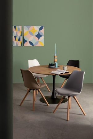 Tavolo in legno e acciaio stile naturale Ø120a - 75h