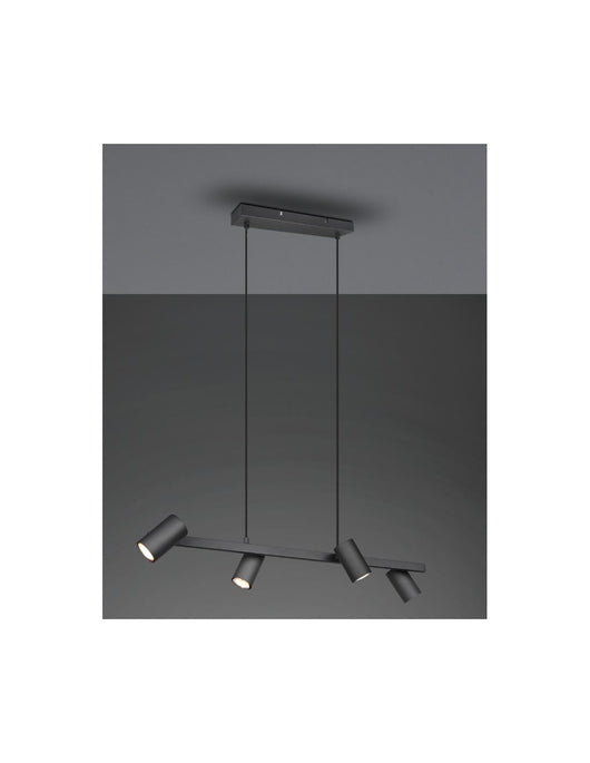 Sospensione Nera 4 Faretti Spot GU10 Orientabili Marley Trio Lighting