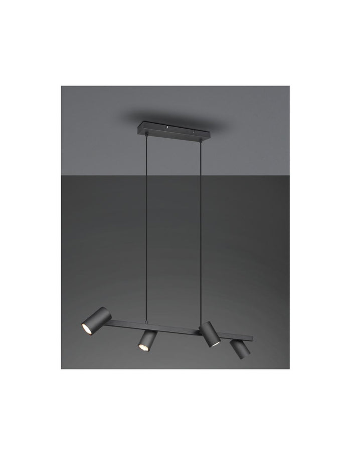 Sospensione Nera 4 Faretti Spot GU10 Orientabili Marley Trio Lighting