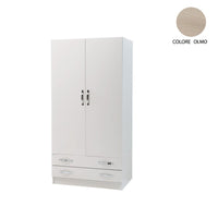 Armadio 2 ante e 2 cassetti cassa Bianco frontale olmo Cm 91x52xH 210