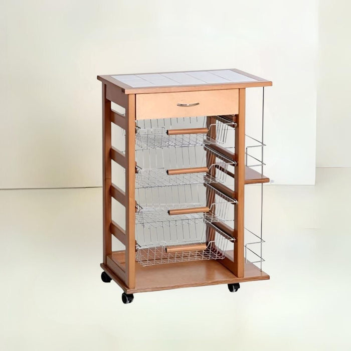 Carrello rovere con cassetto 85x59x39 cm