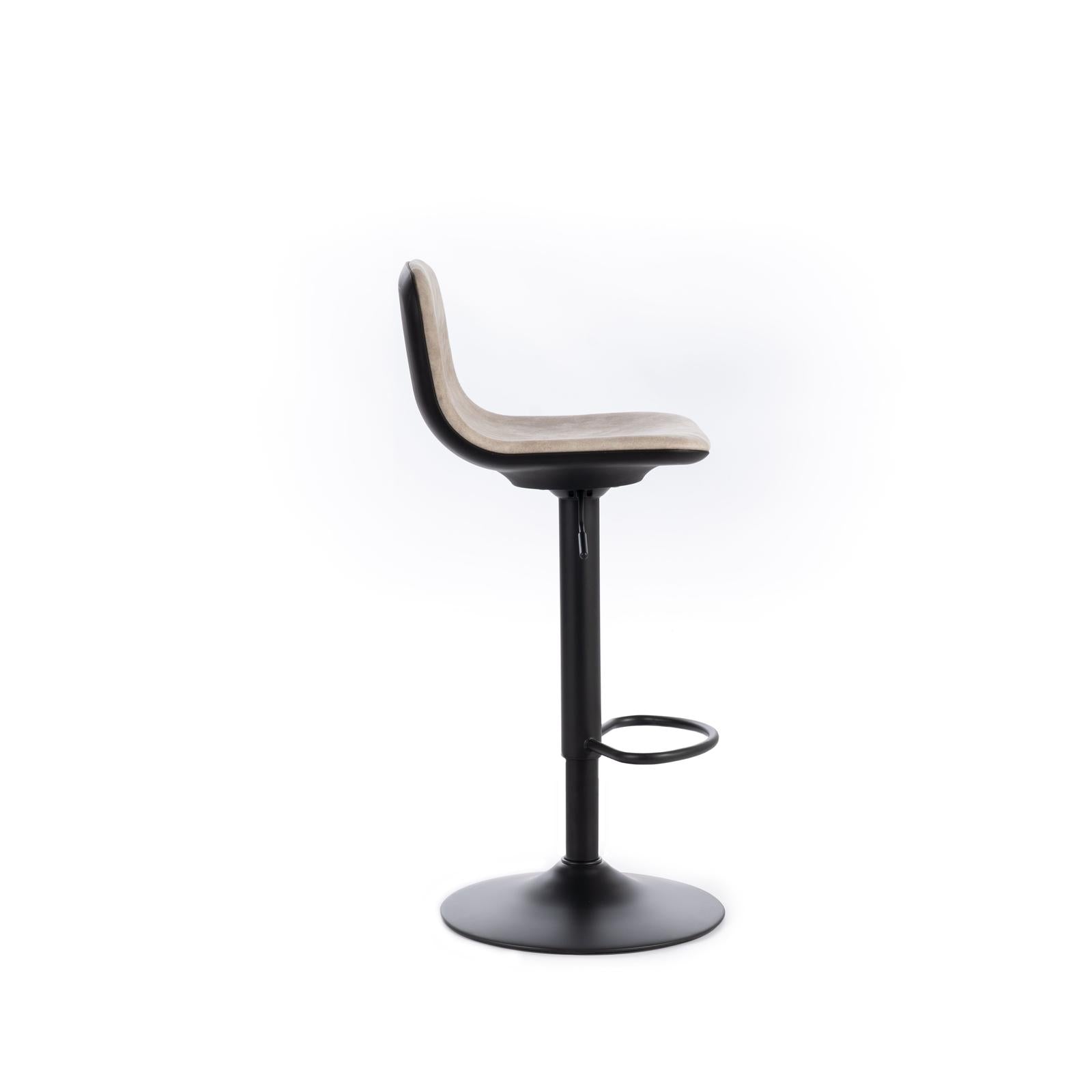 2x Sgabello in microfibra beige con struttura in metallo 39x45x86/102h cm