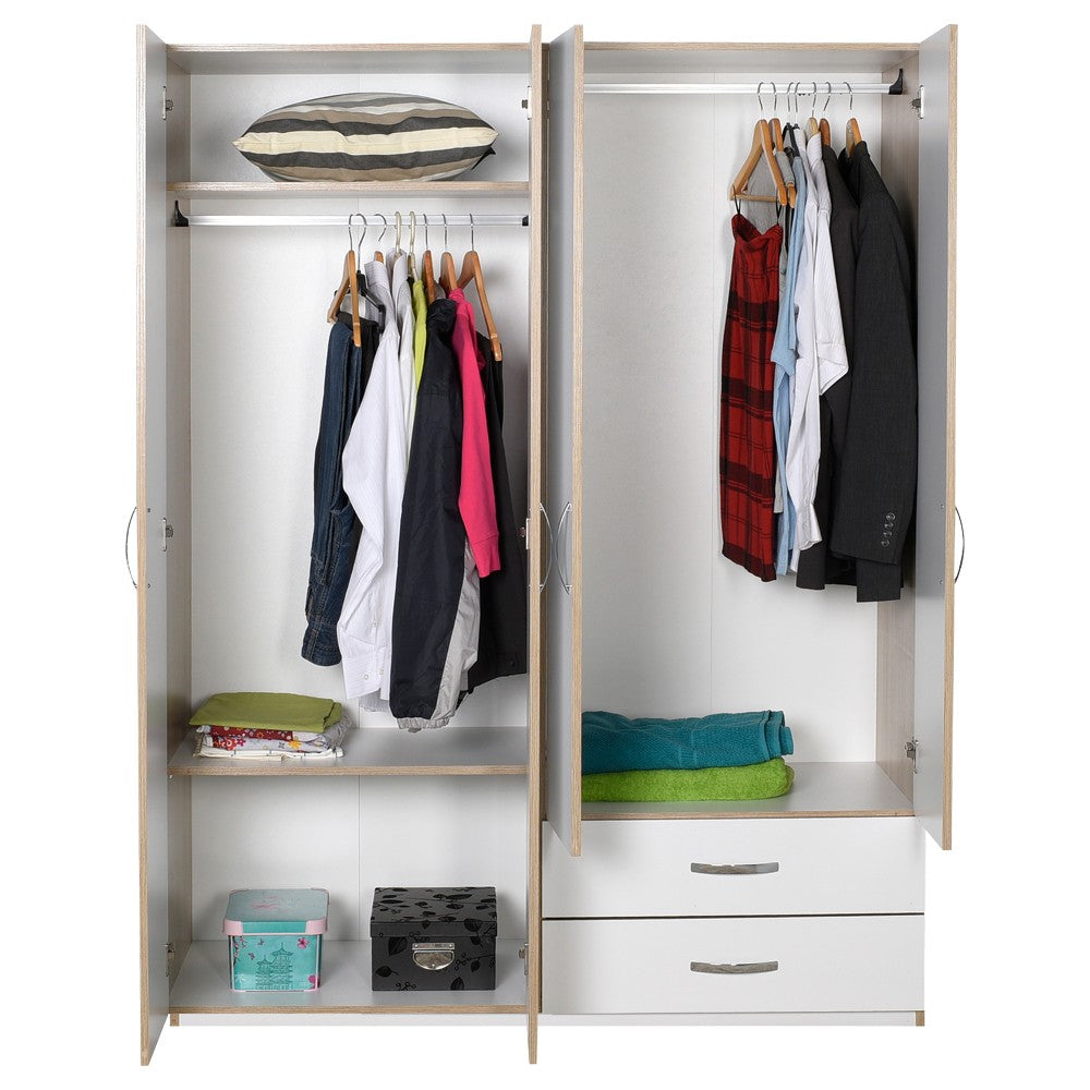 Armadio bianco 120x170 4 ante 2 cassetti