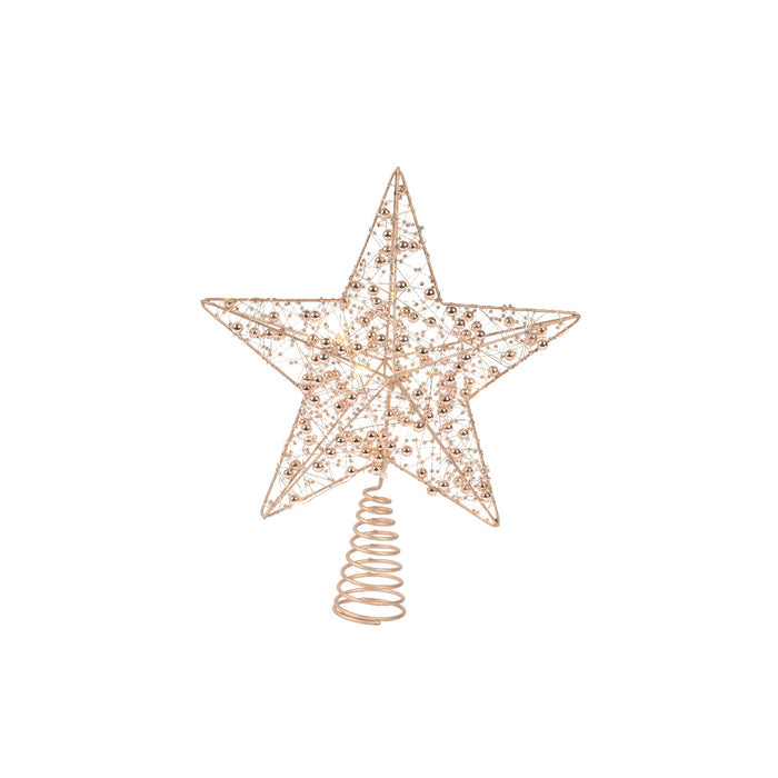 Puntale Stella oro c/micro LED 25x27cm