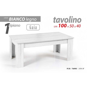 Tavolino basso bianco salotto Con un ripiano cm 100 x 50 x 40 h