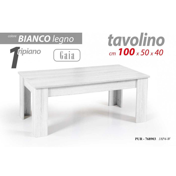 Tavolino basso bianco salotto Con un ripiano cm 100 x 50 x 40 h