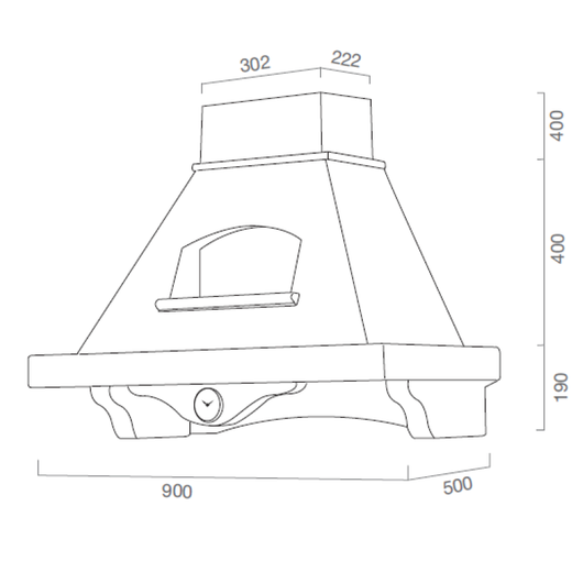 Cappa cucina rustica AIDA con cornice in legno comprensivo di orologio cm 90