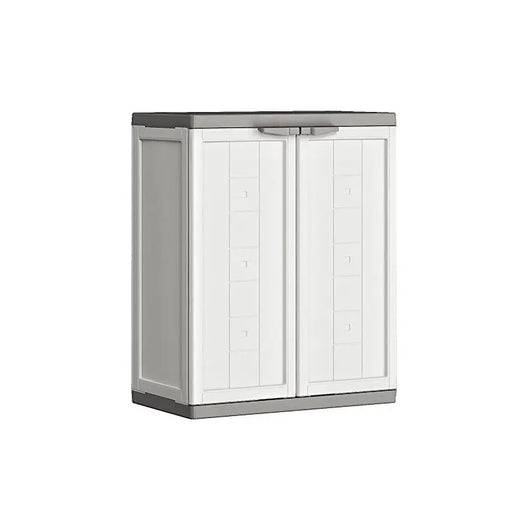 Armadio basso in plastica bianco/grigio cm 68x39x85h con ripiano regolabile