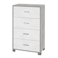 Cassettiera da camera quattro cassetti Cemento Bianco 70x41x h112 cm