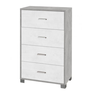 Cassettiera da camera quattro cassetti Cemento Bianco 70x41x h112 cm