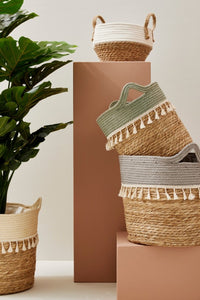 3x Cesta in fibre naturali D.24x25h, D.30x31h, D.32x35h