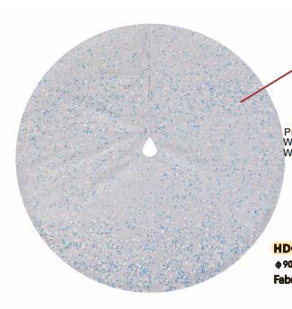 Copribase albero tessuto con pailette argento cm 90