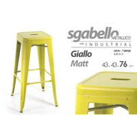 4x Sgabello design bar in metallo giallo cm 43 x 43 x76