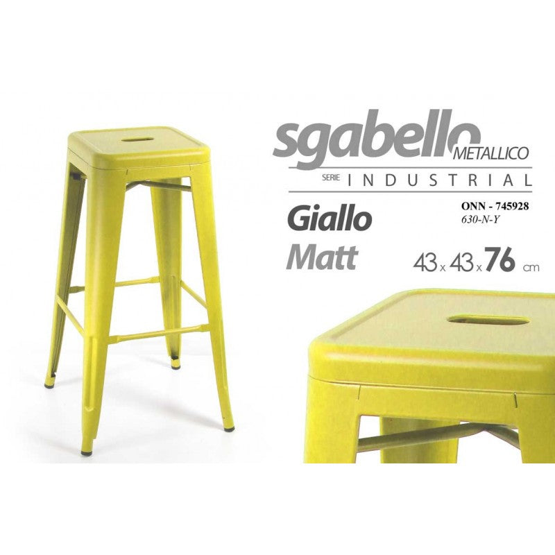 4x Sgabello design bar in metallo giallo cm 43 x 43 x76