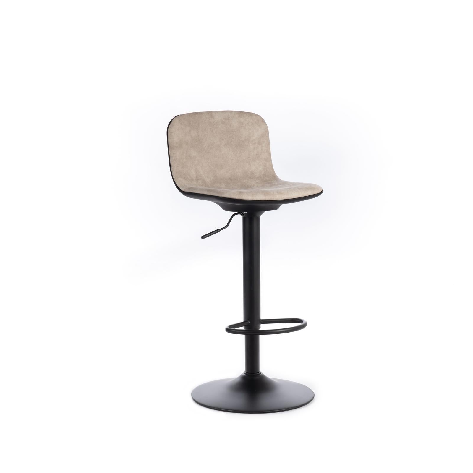 2x Sgabello in microfibra beige con struttura in metallo 39x45x86/102h cm