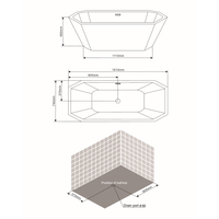 Vasca freestanding ottagonale in acrilico bianco