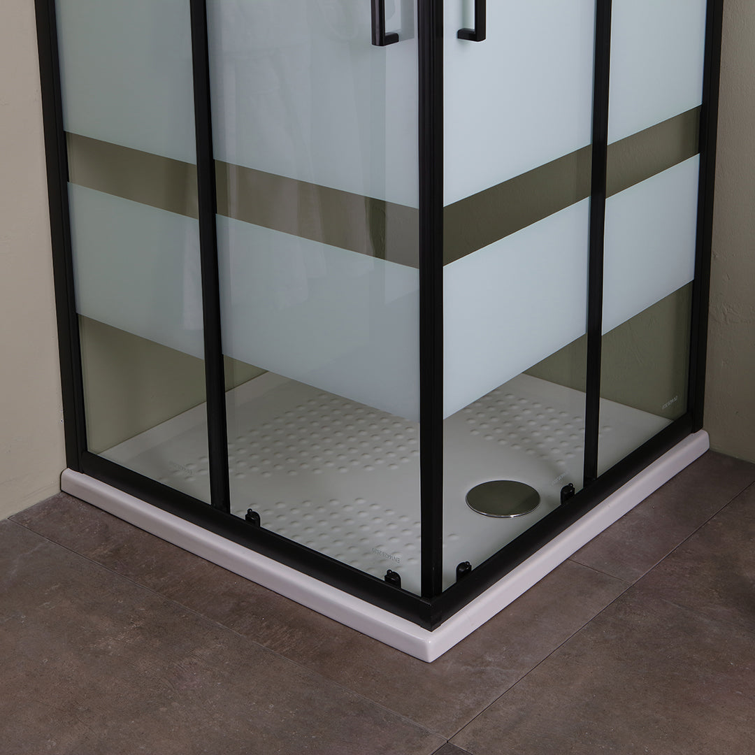 Cabina doccia 70x70 profili neri vetro serigrafato