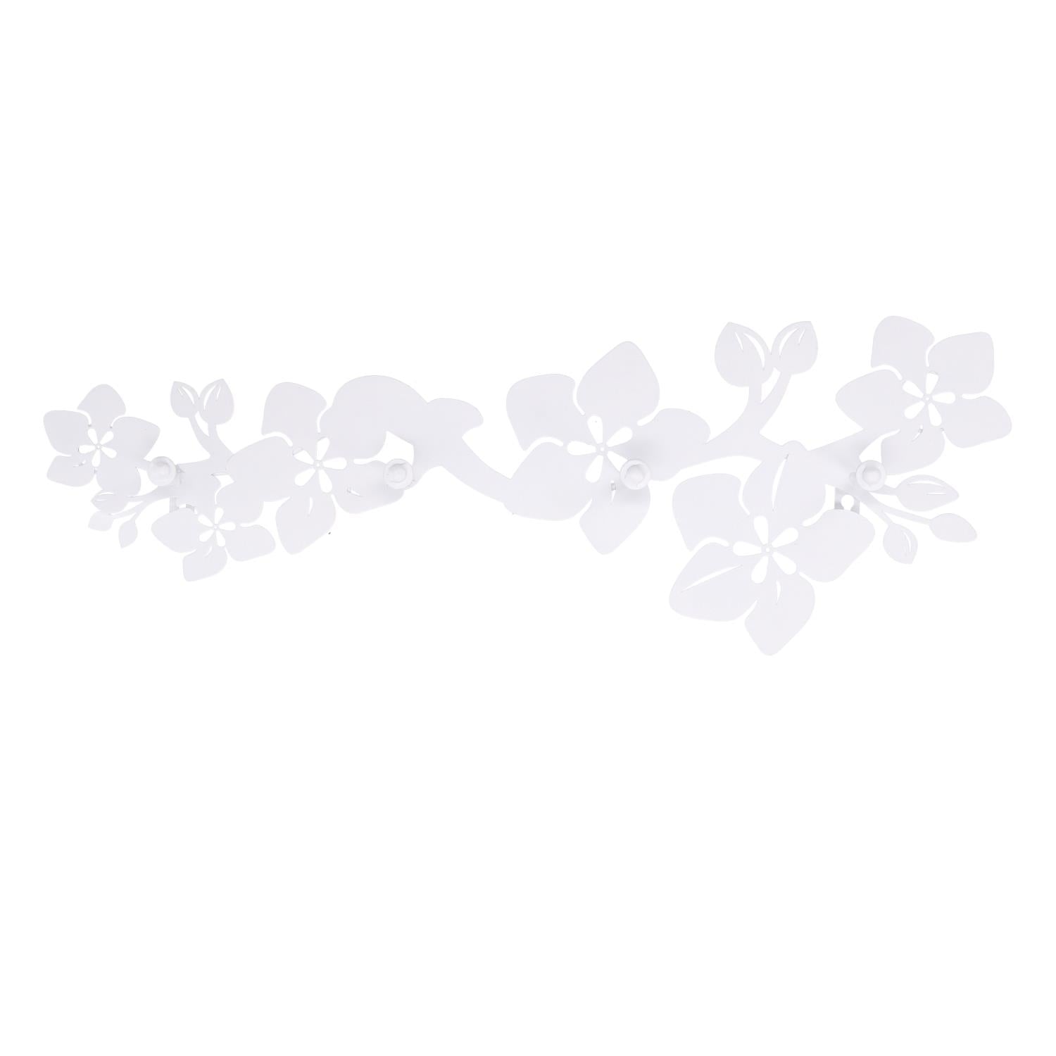 Appendino metallo 4 posti fiori bianco cm 60x20