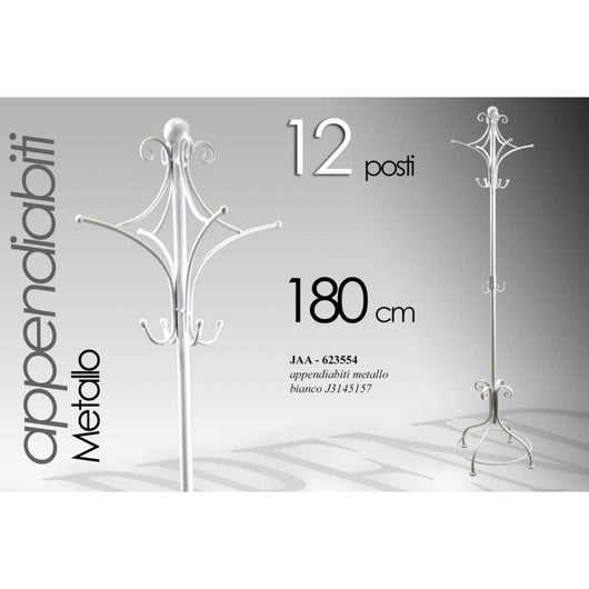 Appendiabiti in ferro bianco cm 24 x 180 h