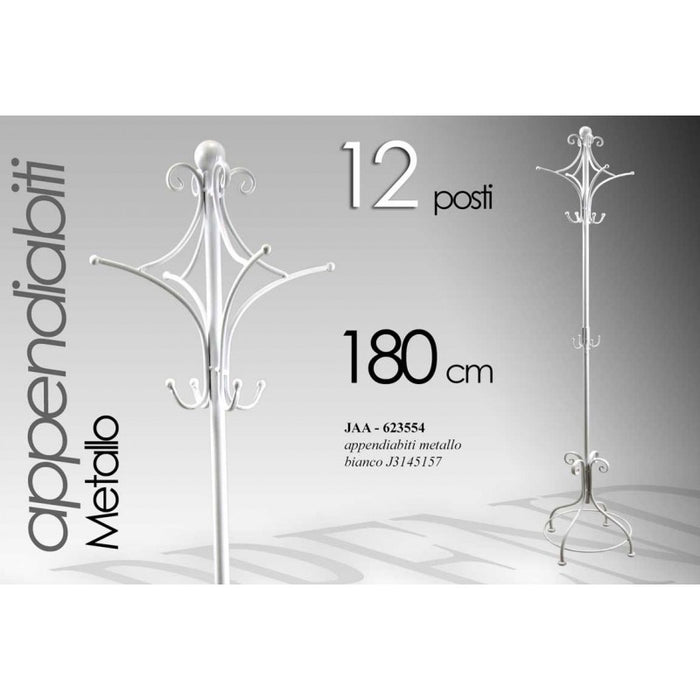Appendiabiti in ferro bianco cm 24 x 180 h