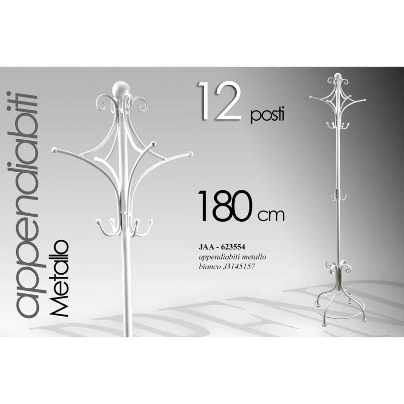 Appendiabiti in ferro bianco cm 24 x 180 h