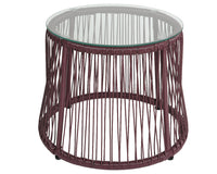 Tavolino Salento in vimini più vetro da esterno viola