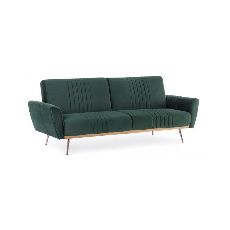 Divano letto tre posti in velluto Verde Scuro JOHNNY 210x83x h85 cm