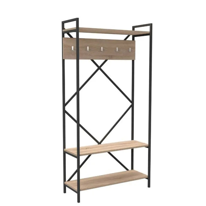 Scaffale ingresso metallo antracite appendiabiti Kety 90x35xh.180 cm