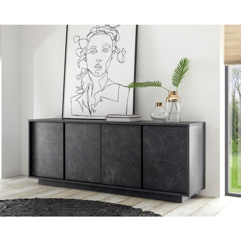 (2c) Madia Rock 4 ante effetto marmo nero L180x43xh. 79 cm(ROCK4AMNE)