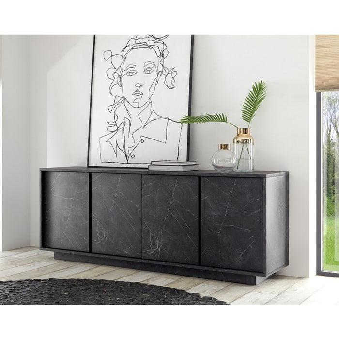 (2c) Madia Rock 4 ante effetto marmo nero L180x43xh. 79 cm(ROCK4AMNE)