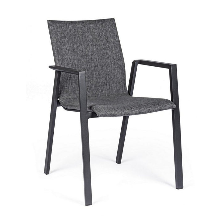 Sedia da giardino antracite con braccioli Bizzotto